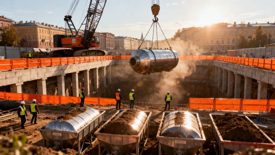 На станции «Заставская» в Петербурге смонтировали комплекс для вывоза грунта
