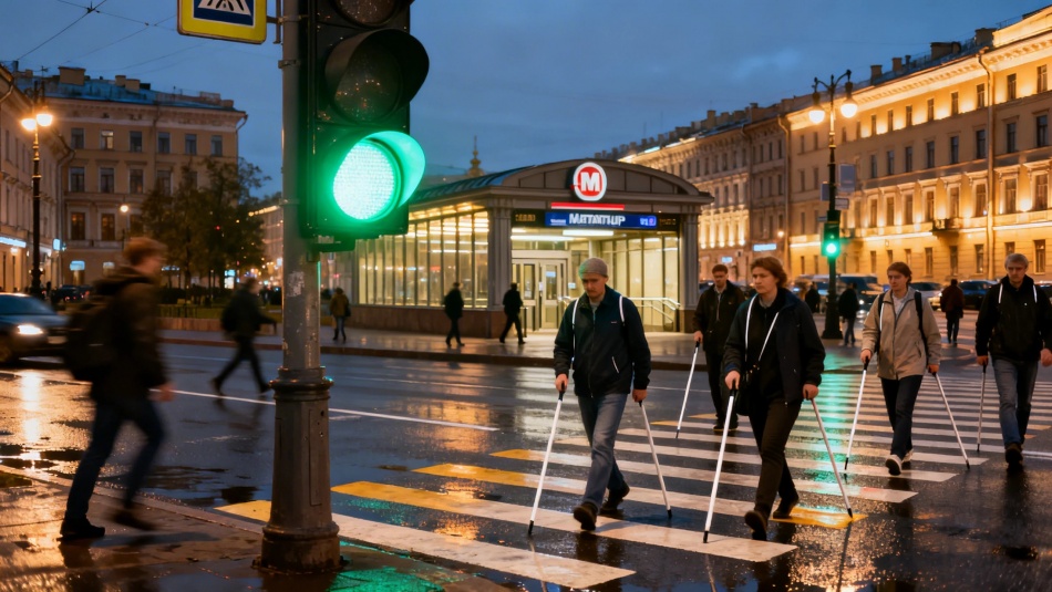 В Петербурге большинство светофоров оснащено звуковыми устройствами для пешеходов